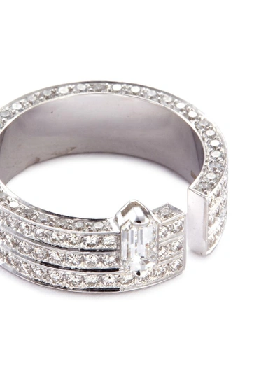 Shop Dauphin 'disruptive' Diamond 18k White Gold Three Tier Open Ring In Metallic