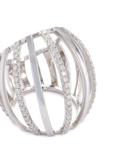 Shop Dauphin Diamond 18k White Gold Cage Ring In Metallic