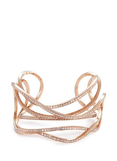 Shop Dauphin 'serpentine' Diamond 18k Rose Gold Cuff In Metallic