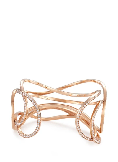 Shop Dauphin 'serpentine' Diamond 18k Rose Gold Cuff In Metallic