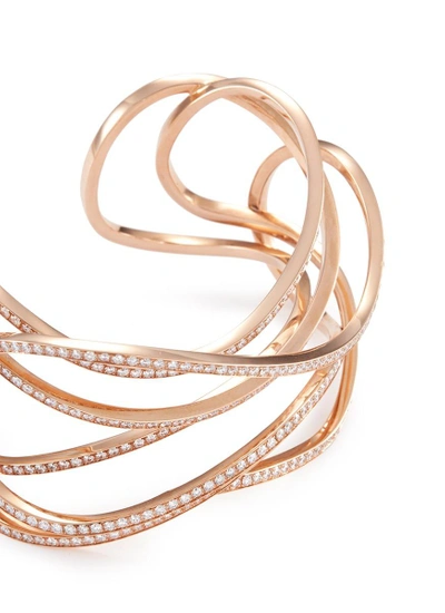 Shop Dauphin 'serpentine' Diamond 18k Rose Gold Cuff In Metallic