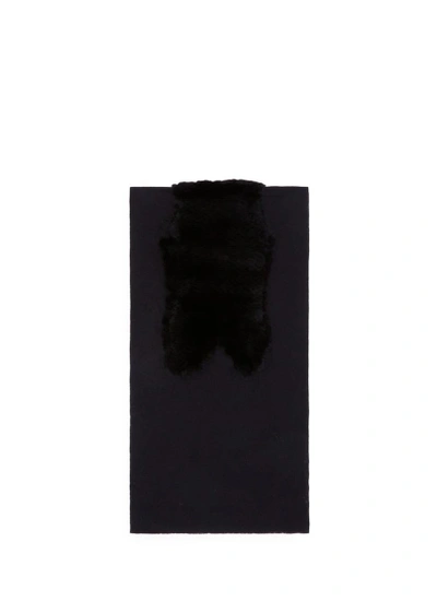 Shop Franco Ferrari 'pan Di Zaucchero' Orylag Fur Trim Cashmere-silk Scarf In Black