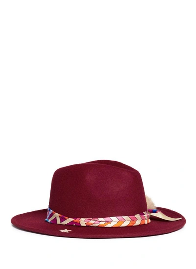 Shop Venna Geometric Printed Scarf Wool Felt Fedora Hat