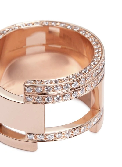 Shop Dauphin Diamond 18k Rose Gold Wide Cutout Ring In Metallic