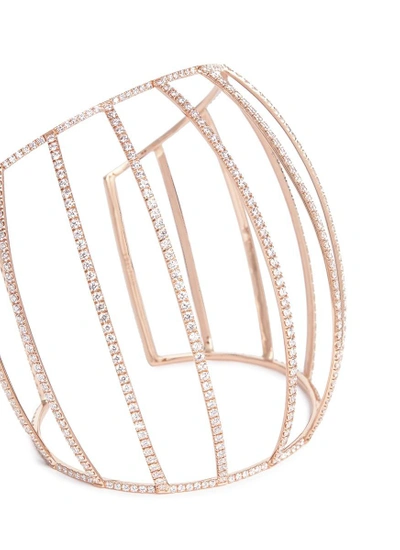 Shop Dauphin White Diamond 18k Rose Gold Caged Cuff In Metallic