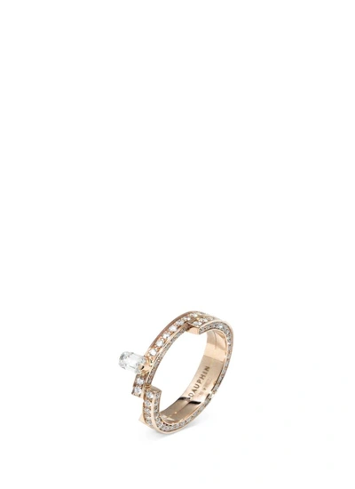 Shop Dauphin 'disruptive' Pavé Diamond 18k Rose Gold Two Tier Ring In Metallic
