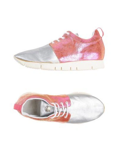 Shop Leather Crown Sneakers In Silver