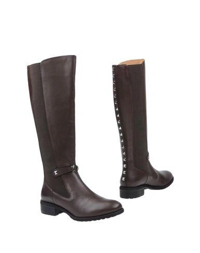 Shop Armani Jeans Boots In Dark Brown