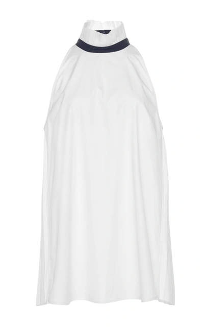 Shop Monographie Pleated Sleeveless Shirt In White