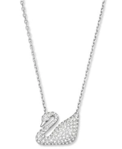Shop Swarovski 16" Silver Tone Crystal Swan Pendant Necklace In Silver-tone