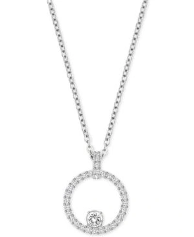 Shop Swarovski Pave Circle Crystal Pendant Necklace In Silver