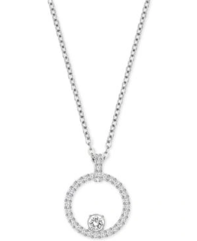 Swarovski Pave Circle Crystal Pendant Necklace In Silver