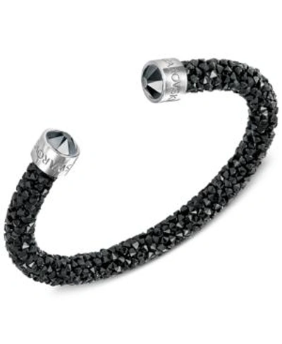 Shop Swarovski Silver-tone Black Crystal And Crystaldust Open Cuff Bracelet