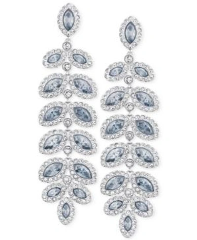 Shop Swarovski Rhodium-plated Crystal Drop Earrings In Blue