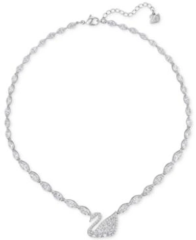 Shop Swarovski Silver-tone Pave Crystal Swan Collar Necklace