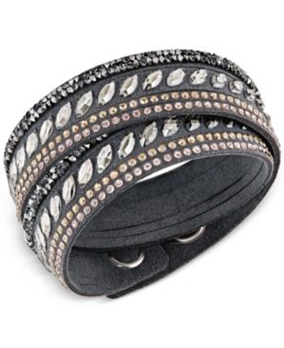 Swarovski Stainless Steel Slake Pulse Crystal Wrap Bracelet In Gray |  ModeSens