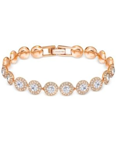 Shop Swarovski Crystal Halo Link Bracelet In Rose Gold