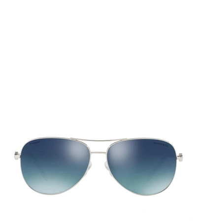 Shop Tiffany & Co Pilot Sunglasses In Silver