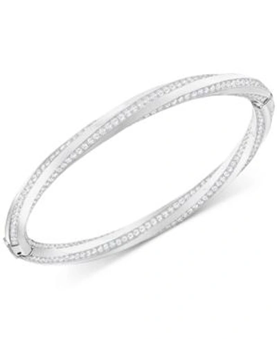 Shop Swarovski Twisted Pave Bangle Bracelet In Silver