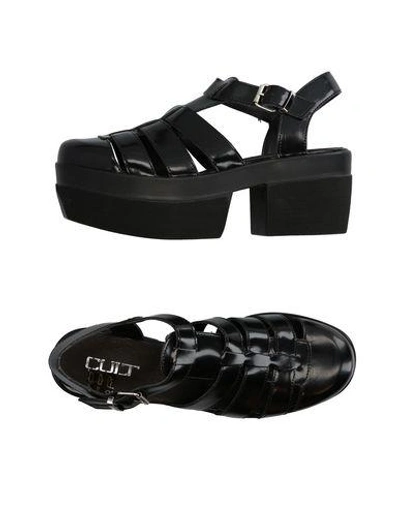 Shop Cult Woman Sandals Black Size 11 Textile Fibers