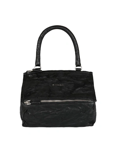 Shop Givenchy Pandora Small Washed Leather Bag In Nero