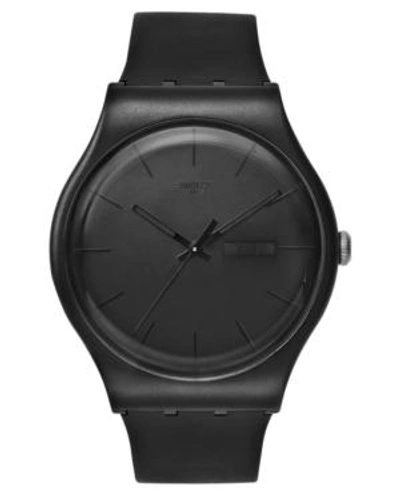Shop Swatch Watch, Unisex Swiss Black Rebel Black Silicone Strap 41mm Suob702
