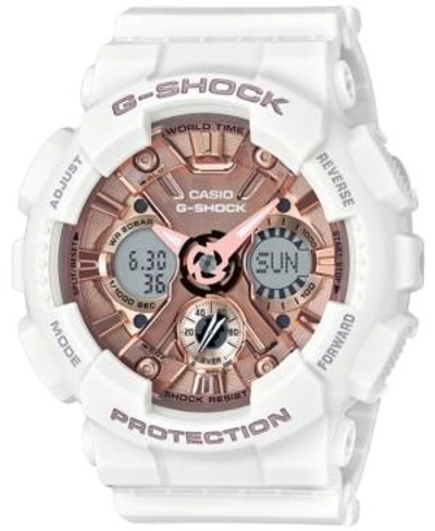 Shop G-shock Women's S Series Analog-digital White And Rose Gold-tone Watch 46mm Gmas120mf7a2