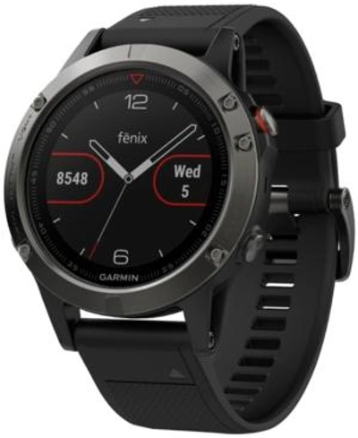 Shop Garmin Unisex Fenix 5 Black Silicone Strap Gps Smart Watch 47mm