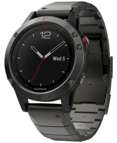 Shop Garmin Men's Fenix 5 Sapphire Black/gray Convertible Strap Smart Watch 47mm