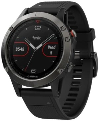 Shop Garmin Men's Fenix 5x Sapphire Multisport Black Silicone Band Smart Watch 51mm