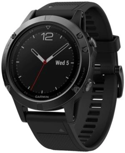 Shop Garmin Men's Fenix 5 Multisport Black Silicone Band Smart Watch 47mm