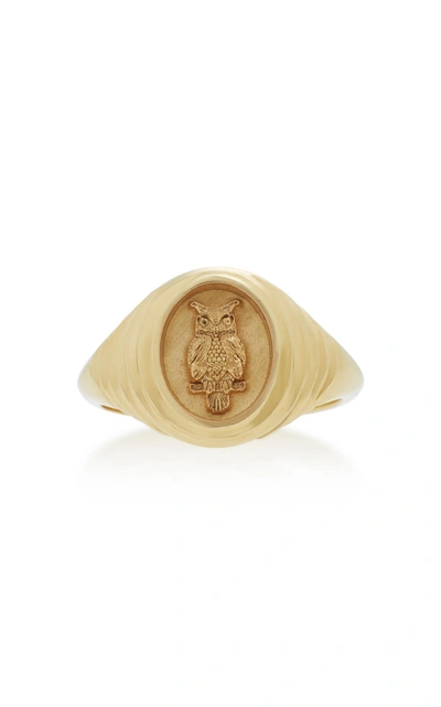 Shop Retrouvai Baby Signet Ring - Owl In Gold