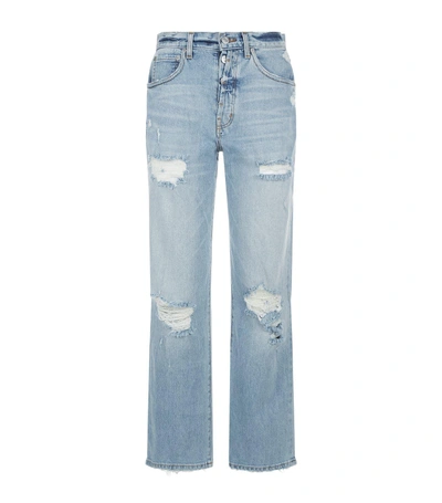 Shop Adaptation High-rise Cropped Jeans In Blue