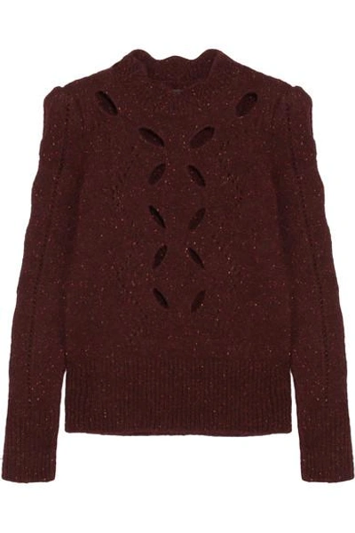 Shop Isabel Marant Elea Cutout Knitted Sweater In Burgundy