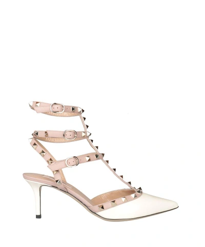 Shop Valentino Rockstud Patent Leather Pumps In Bianco