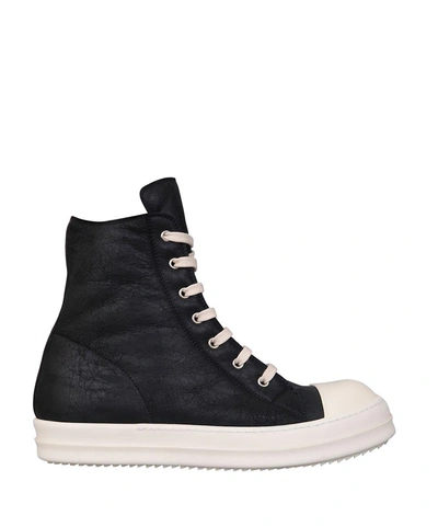 Shop Rick Owens Shearling High-top Sneakers In Nero