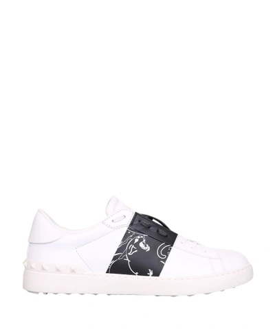 Shop Valentino Panther Open Sneakers In Bianco