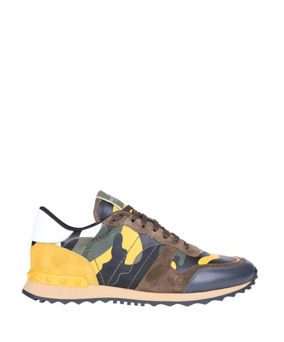 Shop Valentino Rockrunner Camouflage Sneakers In Giallo