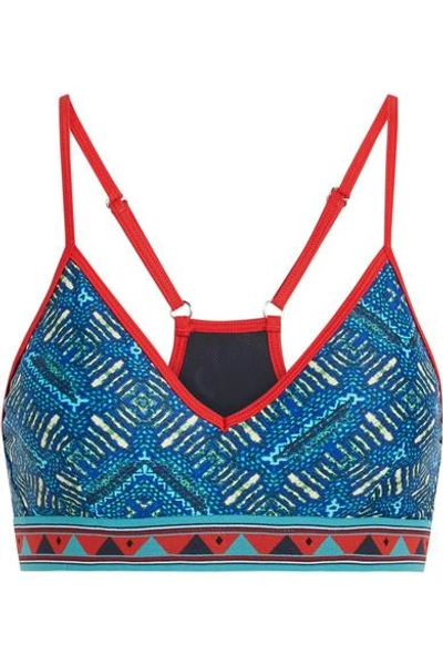 Shop The Upside Andie Printed Stretch Sports Bra In Turquoise