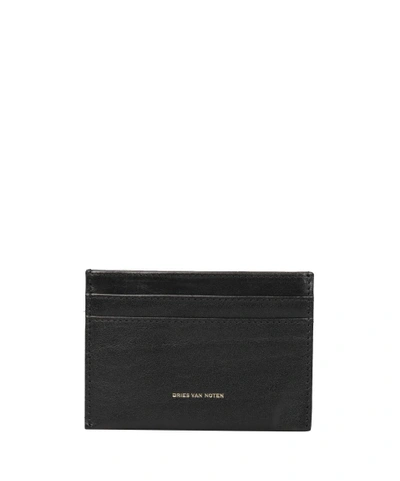 Shop Dries Van Noten Leather Card Holder In Nero