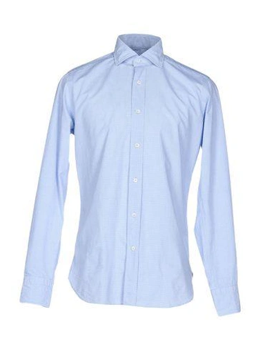 Shop Guglielminotti Man Shirt Azure Size 15 ¾ Cotton In Blue
