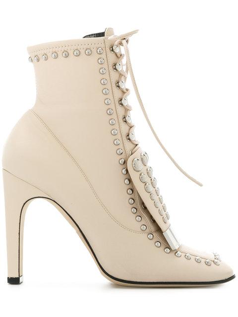 cream lace up ankle boots