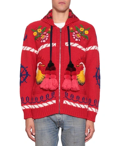 Shop Gucci Wool Bomber Jacket In Rosso