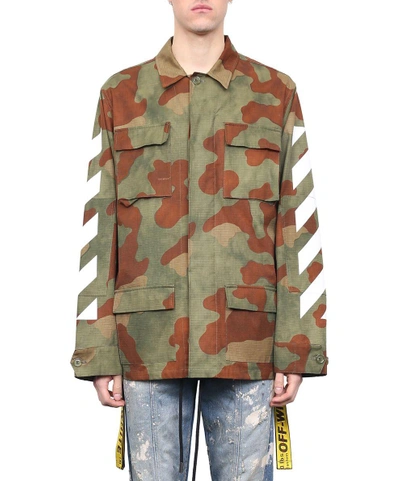 Shop Off-white Camouflage Cotton Sahariana In Verde