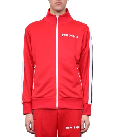 Shop Palm Angels Striped Track Jacket In Rosso