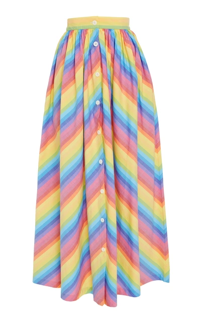 Shop Mds Stripes Button Front Skirt In Stripe