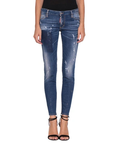 Shop Dsquared2 Super Skinny Cotton Denim Jeans In Blu
