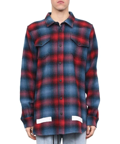 Shop Off-white Brushed Flannel Shirt In Rosso