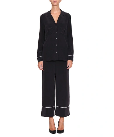 Shop Equipment Silk Pajama Suit In Nero