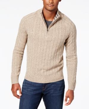 cable knit quarter zip sweater